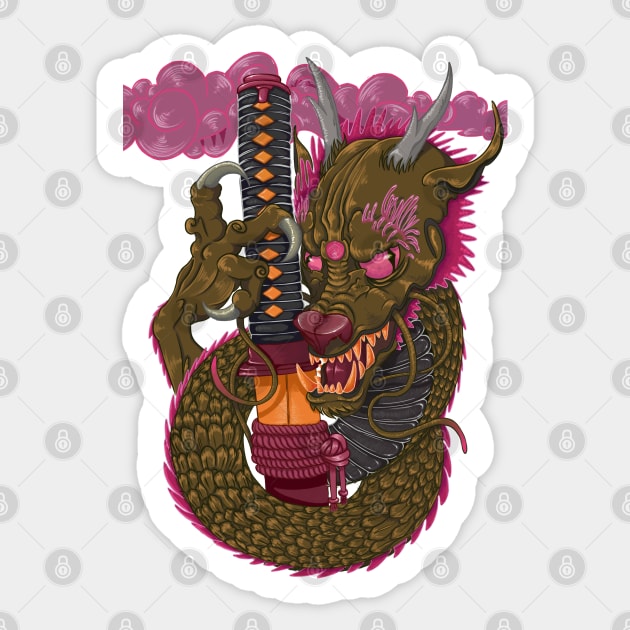 Japan Dragon Sticker by NevermindOnArt